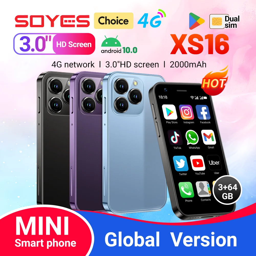 SOYES XS16 Mini 4G LTE Android10.0 Smartphone 3GB RAM 64GB ROM 3