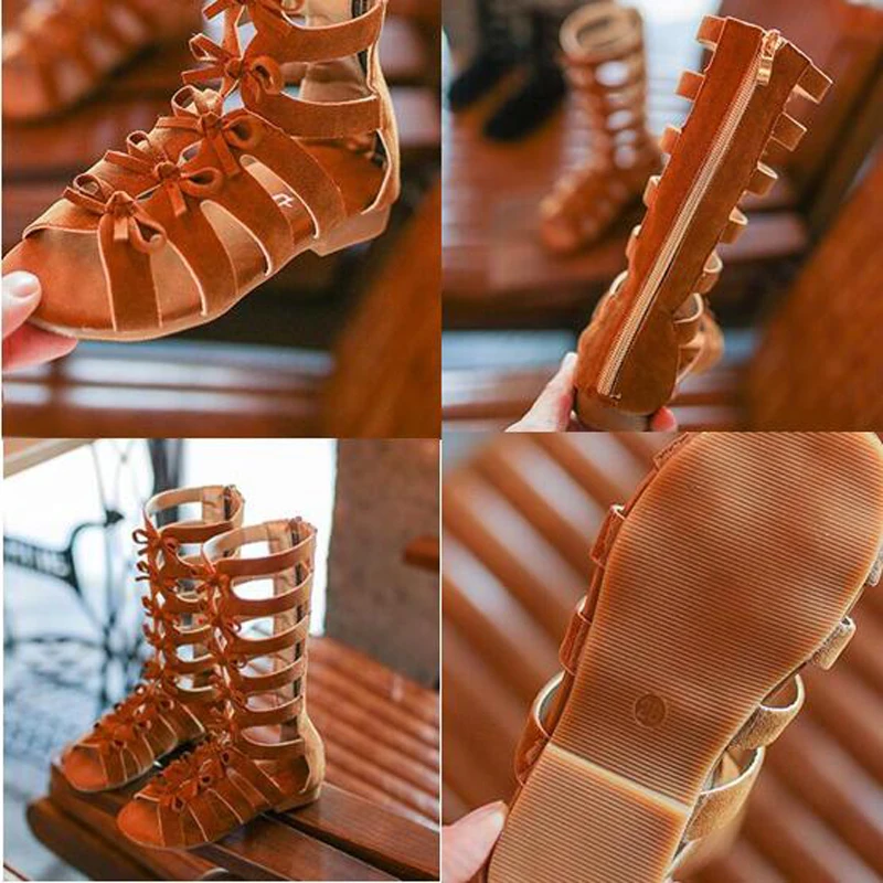 Summer Children Sandals Fashion Rome Shoes Kids Girls Baby Flat Cut-Outs Beach Sandals SZ379