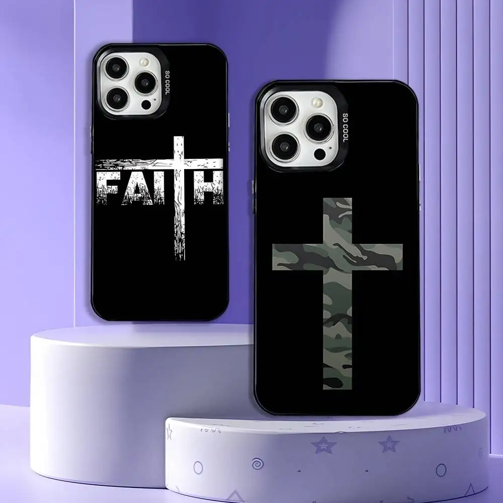 

Bible Jesus Christian Cross Faith Phone Case For iPhone 17,16,15,14,13,12,11,Pro,Max,Plus,E,Air,Mini Black Tpu Cover