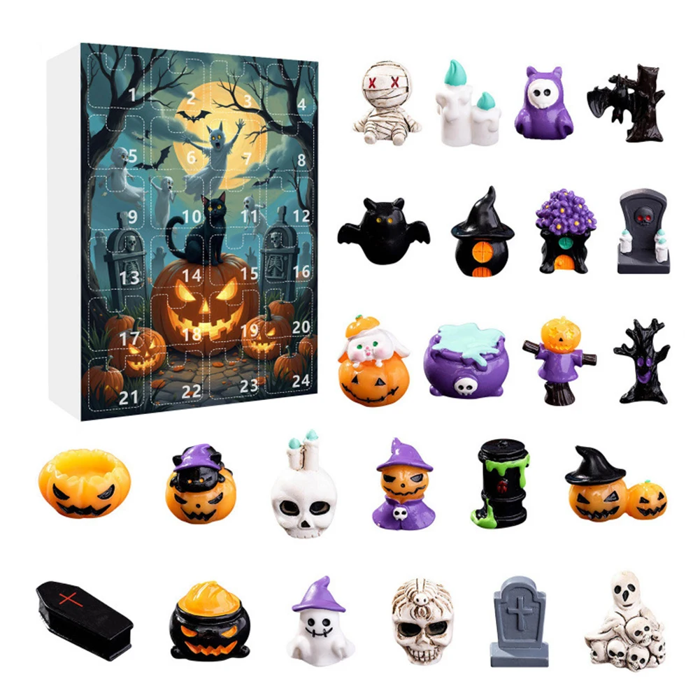 

Halloween Countdown Calendar with 24 Resin Diorama Figures Designed to Add Halloween to For Home and Party Settings
