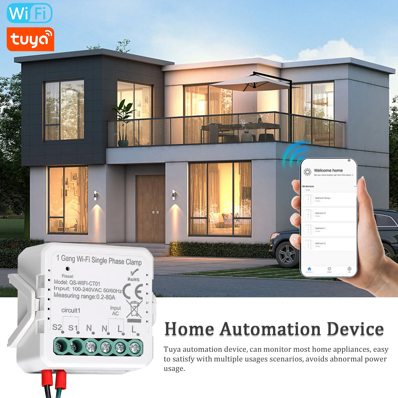 Solar PV Bidirectional Energy Meter Mobile APP Control WiFi Timer Home Automation Electricity Meter