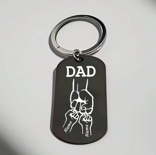 Dad Keychains Personalized Fist Keychains for Father Custom Family Name Keychains for Men Gifts for Daddy