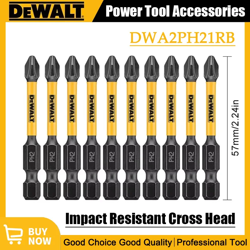 DEWALT Impact Screwdriver Bits 2/4/6/10PCS PH2 57mm Original Electric Screwdriver Impact Resistant Cross Head DWA2PH21RB