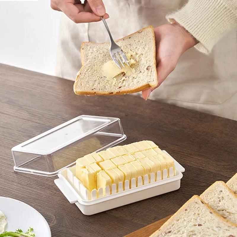 Butter Cutting Crisper Cheese Cheese Storage Box with Lid Removable and Washable Refrigerator Butter Knife Cutting Container