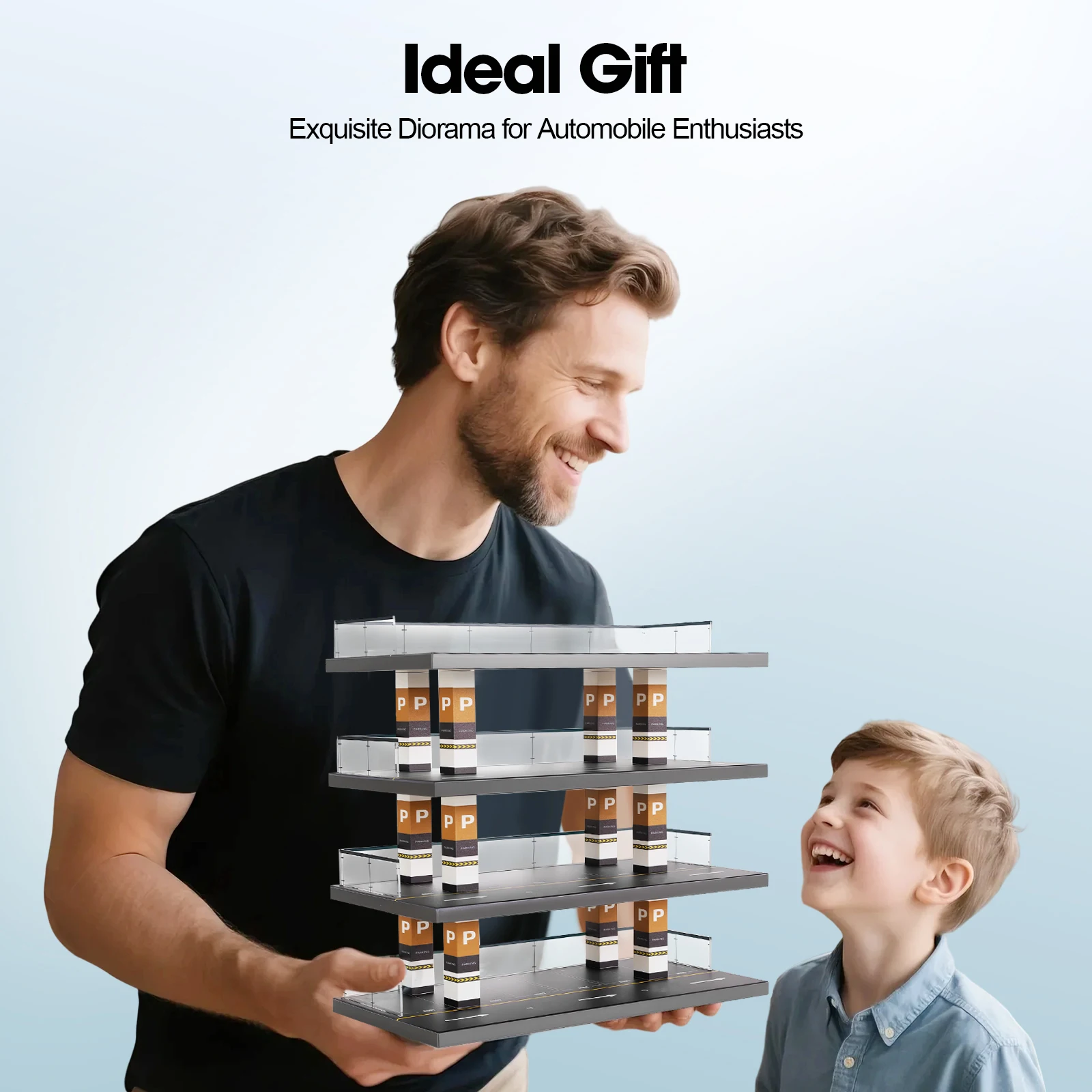 

Diorama Parking model,oversized 4-tier design and clear display shelf ,1:64 Careful Design Realistic Garage Scene,Strong Bearing