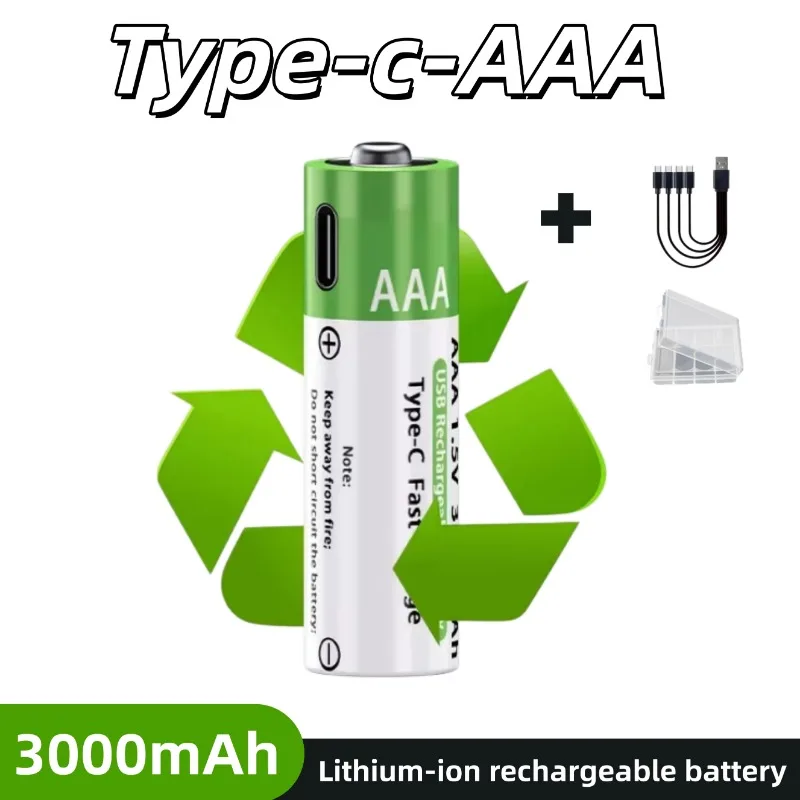 

1.5V 1200mAh USB-C Rechargeable AAA Rechargeable Battery, Ideal for Toy Car Motors, Remote Control Microphones