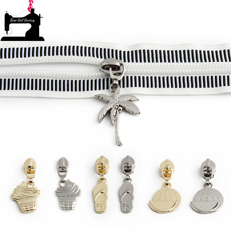 

Summer Styles Size 5# Nylon Puller Slider With Zipper Tape For Bags Handbag Purse Repair Kits DIY Garment Sewing Accessories