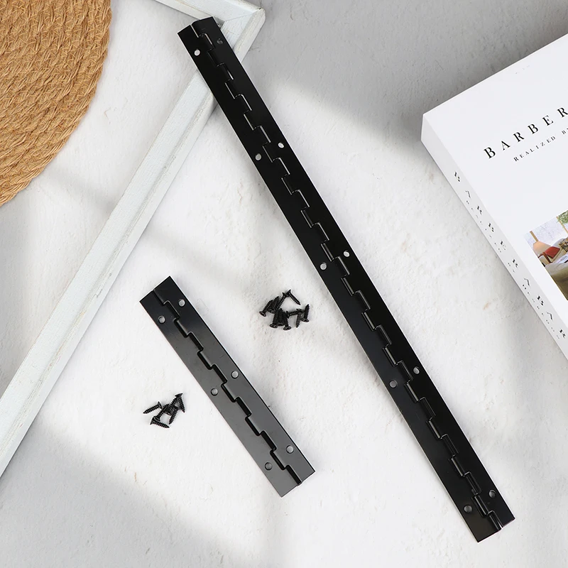270 Degree Open Long Line L 380/153mm W 26mm Iron Black Continuous Piano Hinge Furniture Jewelry Gift With Free Screws