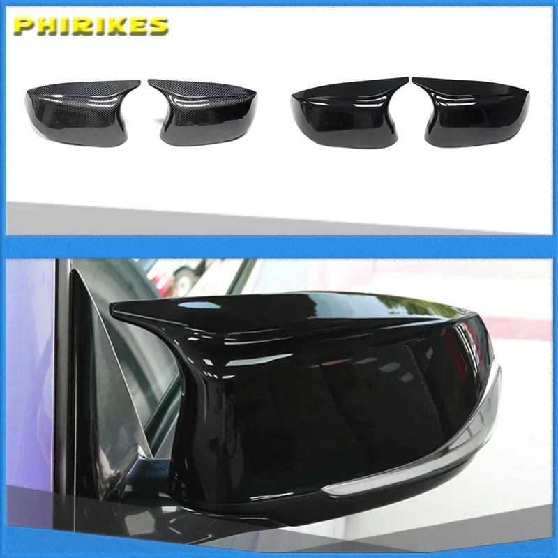

car side 2pcs Horn Replacement for Infiniti Q50 Q60 Q70 SQ50 XQ30 2014-2020 Rearview Mirror cover caps Bright Black