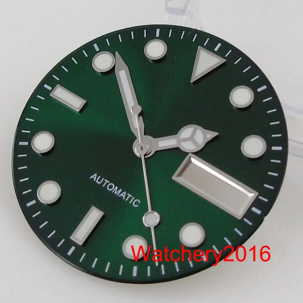 

29mm BLIGER Sterile Sunburst Gold/Green/Blue Watch Dial Face Hands fit NH36A Date Window Set Watch Accessories Repair Tool