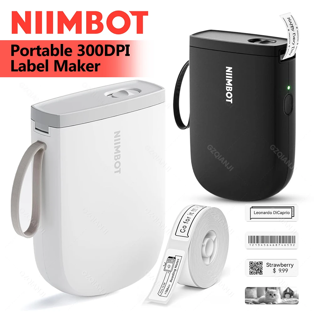 NIIMBOT D11H Label Printer Mini Portabel Bluetooth Sticker Machine Maker with 1 Roll Label Tape Print Notes Name Date Tips