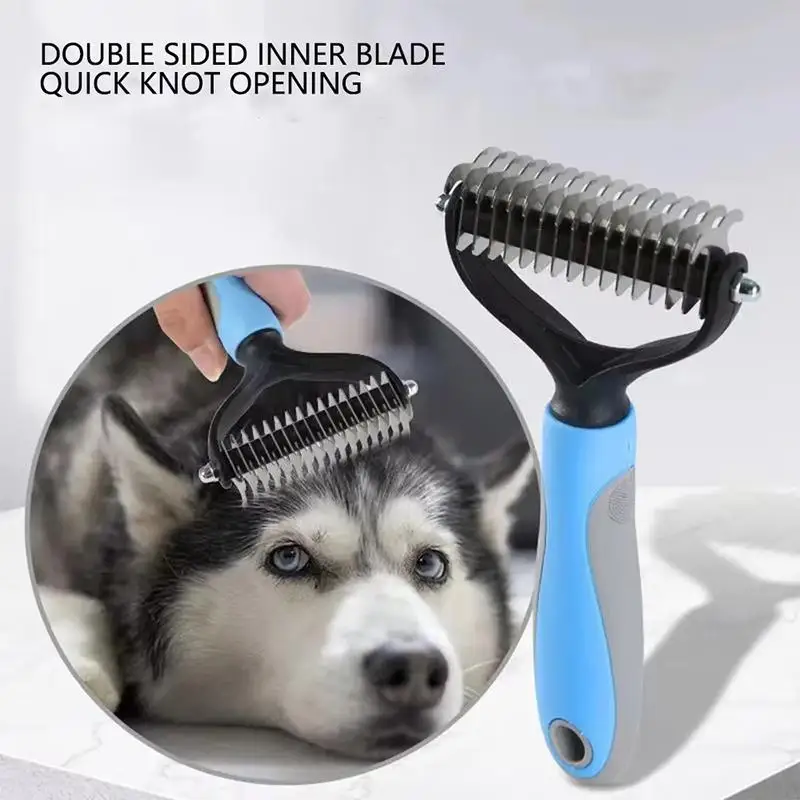 Dog Cat Hair Deshedding Brush Pet Grooming Comb Removes Loose Hair Untangles Knots For Puppy Daily Care view 3