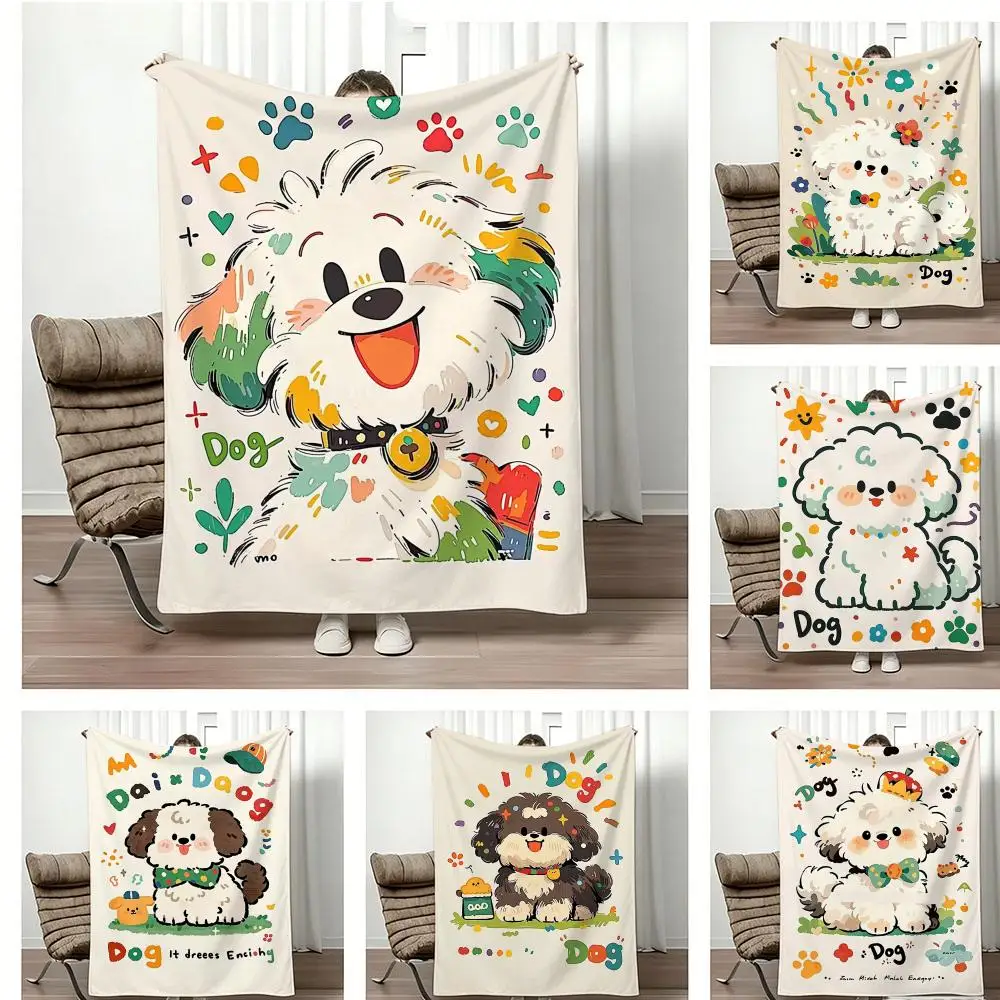 Painting Cute Bichon Throw Leichte 240g-Flanelldecke, weich, hautfreundlich für die Sommerkühlung