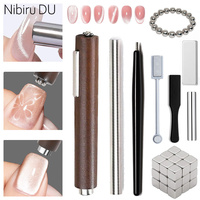 3-IN-1 Cat Eye Magnet Cube for Nails Strong Magnetic Square Stick Magnet Pen Nails Art Design Glitter Effect Manicure Tools