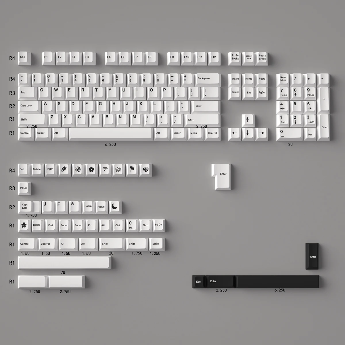 Gliging 135-toetsen PBT Keycapset – Cherry-profiel, DYE-Sub, Wit Minimalistisch Design – Voor Mechanische Toetsenborden