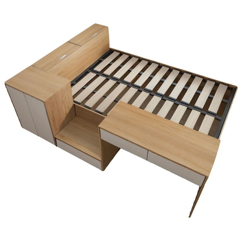 

Multifunctional modern simple tatami desk integrated high box combination bed small apartment row skeleton storage space saving
