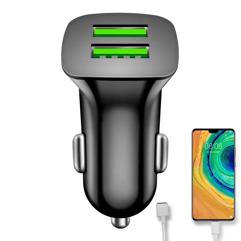 Dual USB Car Charger 5V 3.1A Fast Charing 2 Port 12-24V Cigarette Socket Lighter Mini Car USB C Charger For Vehicle