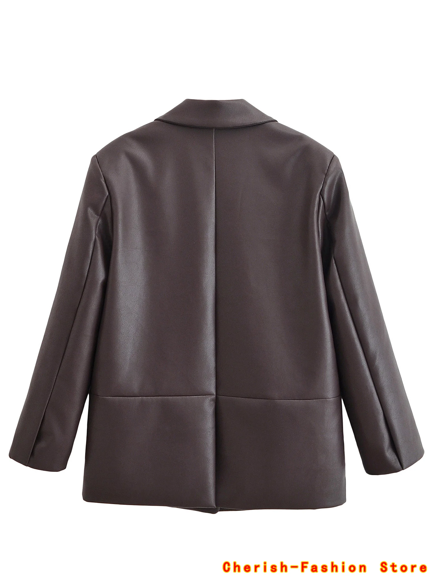 2025 Herbst/Winter Neue Mode Vielseitige Pendler Lose sitzende PU Kunstleder Anzug Mantel Leder Mantel Outwear Schwarze Jacke heißer