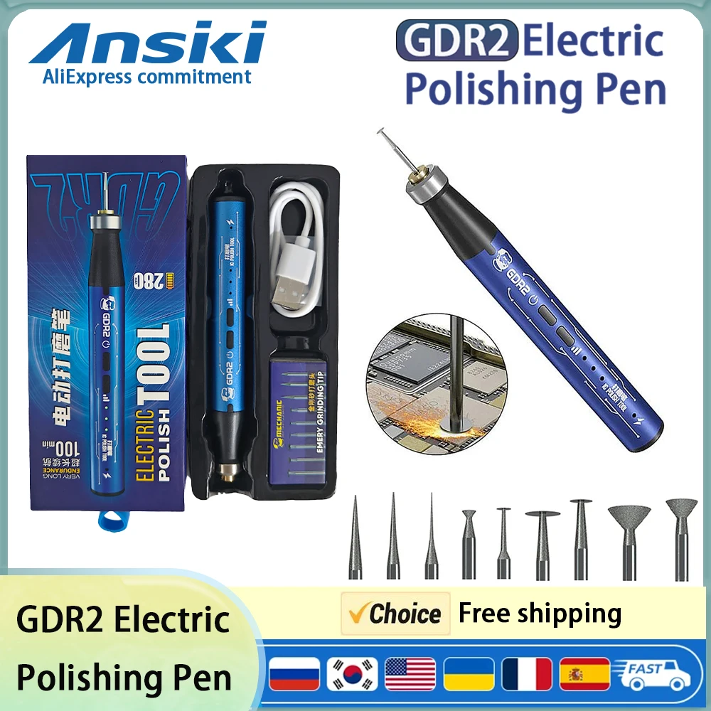 MECHANIC GDR2 Electric Polishing Pen 280mAh Lithium battery for Mobile Phone CPU/PCB/IC Cutting Repair Engraving polish Tool