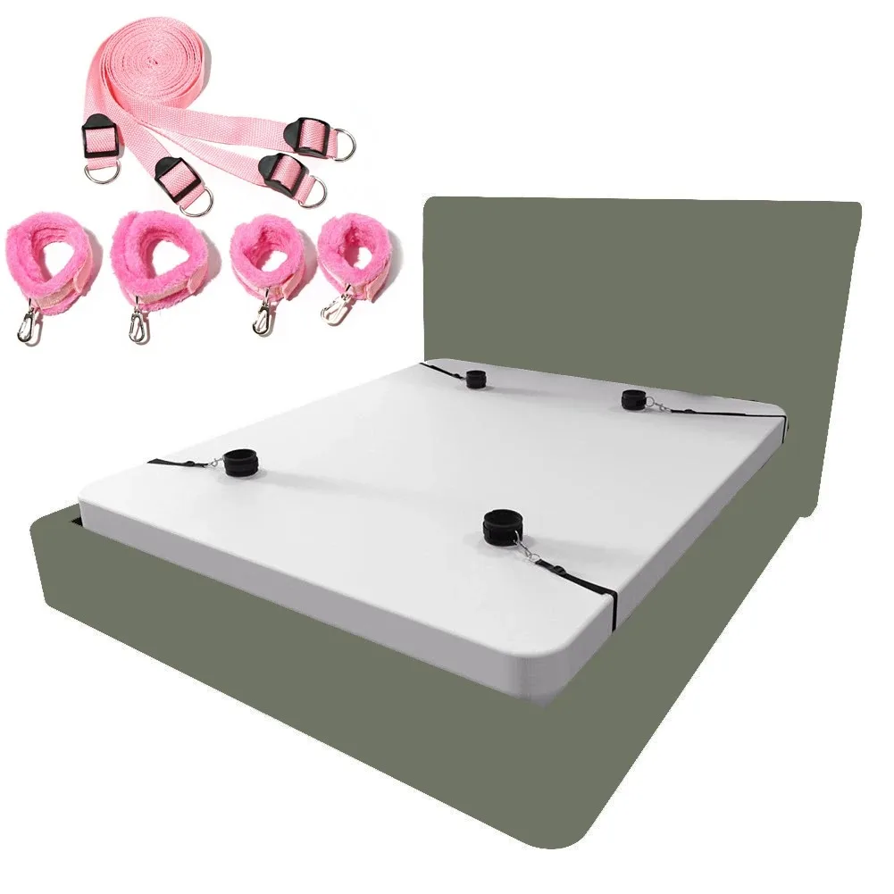 Bed Restraint System BDSM Bondage Kit Adjustable Wrist Ankle Cuffs Handcuffs Open Leg Strap SM Sex Toys For Couples Women Adult
