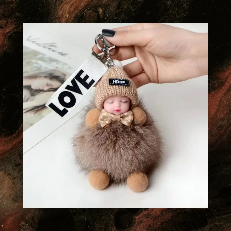 พวงกุญแจน่ารักปุยตุ๊กตาพวงกุญแจตุ๊กตาสาวกระเป๋าพวงกุญแจรถพวงกุญแจของขวัญตกแต่งที่มีเสน่ห์