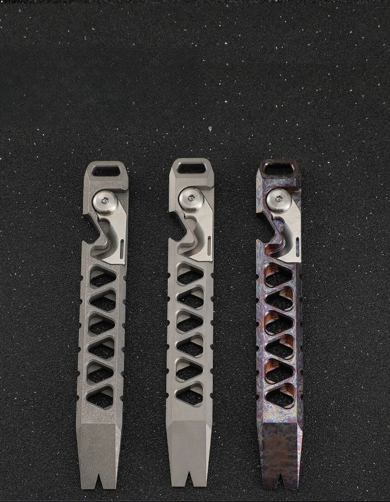 tc4チタン合金製多機能edcプライバー-アウトドアキャンプサバイバルツール-ボトルオープナー-ロープカッター-ポータブルキーチェーンガジェット