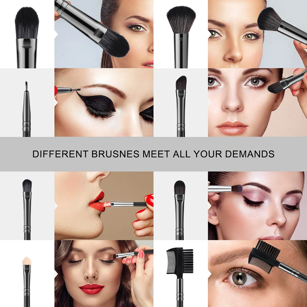 24 Pcs Black Makeup Brushes Set Soft Fluffy Foundation Blush Powder Eyeshadow Kabuki Blending Cosmetics Brushes Beauty Tool