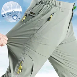 SFABL 5XL Summer Quick Dry Hiking Pants Men Stretch Waterproof Tactical Pants Zipper Pockets Trousers Lightweight Fishing Pants