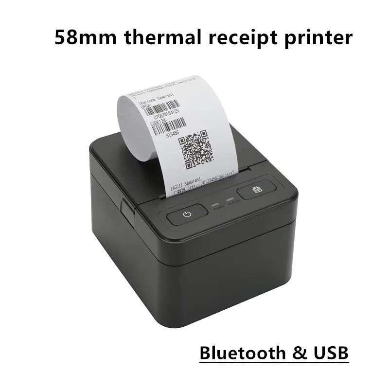 

58mm receipt printer supermarket restaurant retail cashier checkout ticket bill USB Bluetooth thermal printer