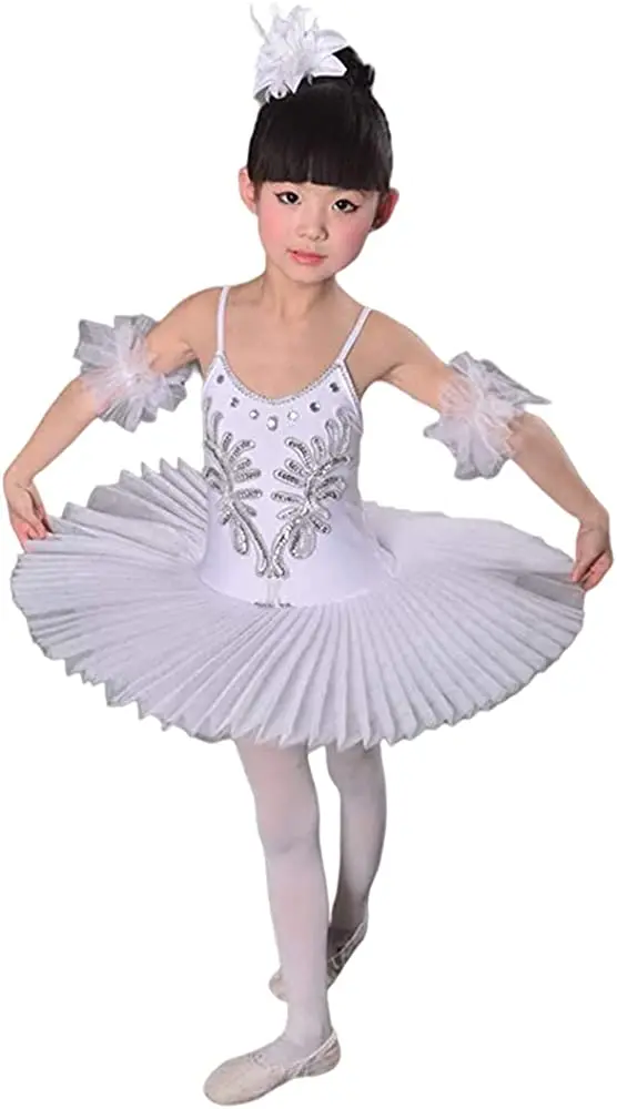 

WENDYWU Women's Swan Tutu Hard Noble Platter Performance Bodysuit