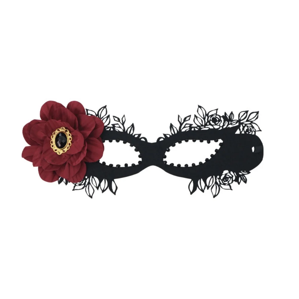 Black Flower Diamond Party Mask Sexy Princess Half Face Mask for Women Girls Dress Themed Makeup Mask Masquerade Costume Prop