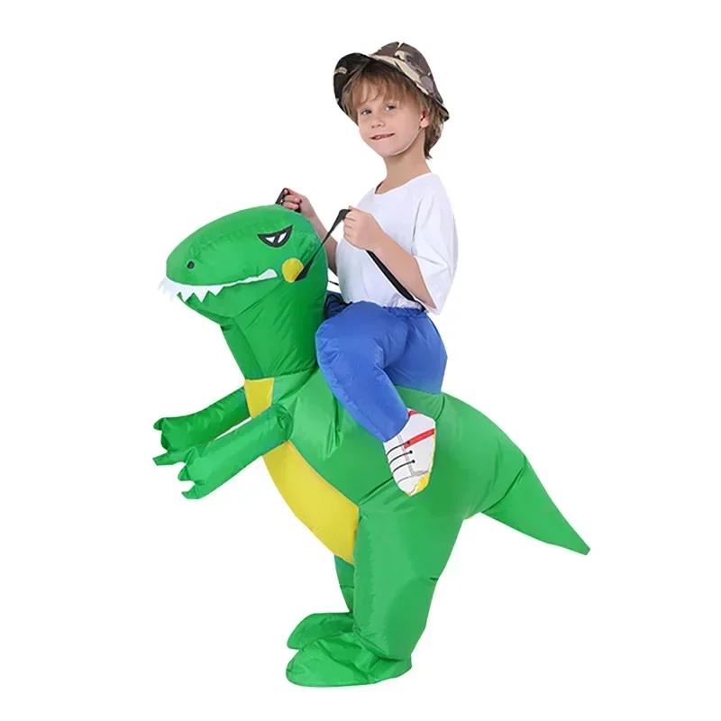 Green Dinosaur Inflatable Costumes for Boys Girls Performance Blow up Clothes Adult Kids Halloween Carnival Party Outfits