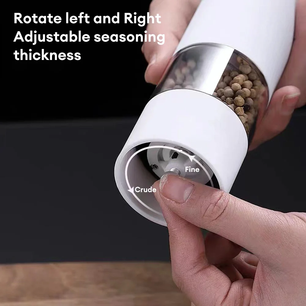 Electric Automatic Pepper Grinder Salt Pepper Mill with LED Light Adjustable Coarseness Spice Grinder Kitchen Seasoning Tool