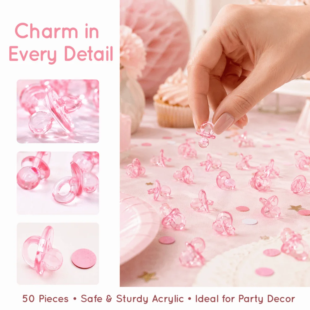 50PCS Acrylic Acrylic Baby Pacifiers 0.47in Lightweight Table Decoration Table Scatter Pacifiers Multiple Optional Colors