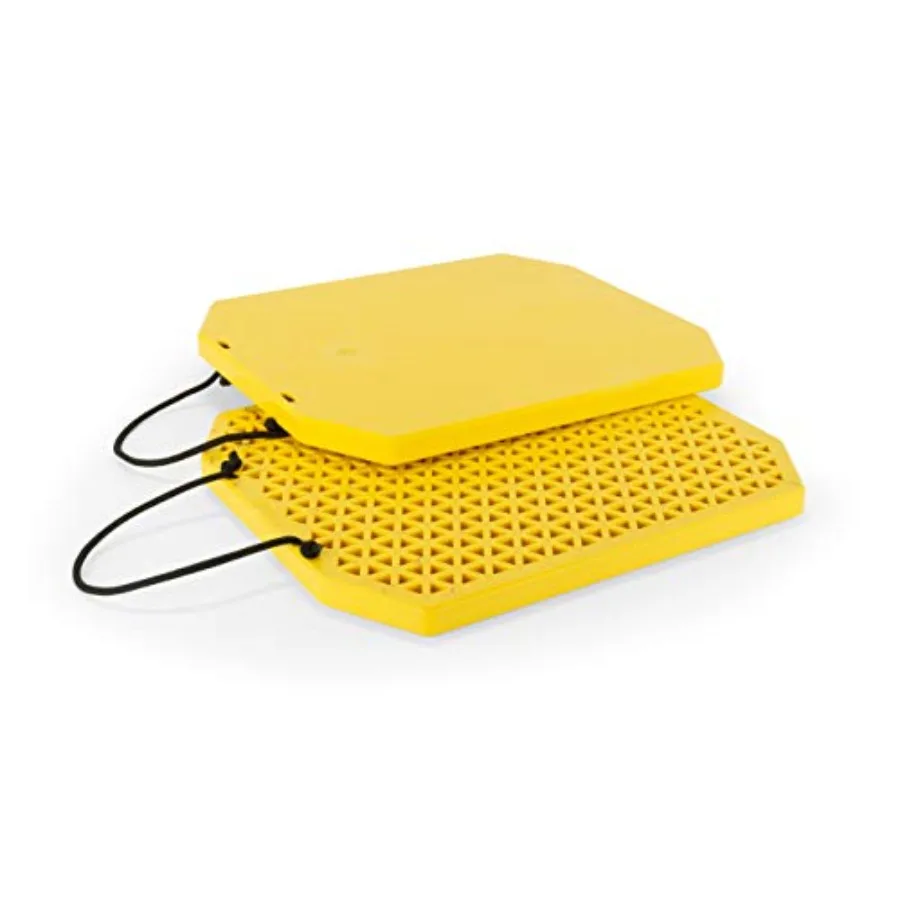 

RV stabilizer jack pads for soft ground use, heavy-duty polymer, black, extra large 17 x 15 x 1, includes rope carry handles, 2