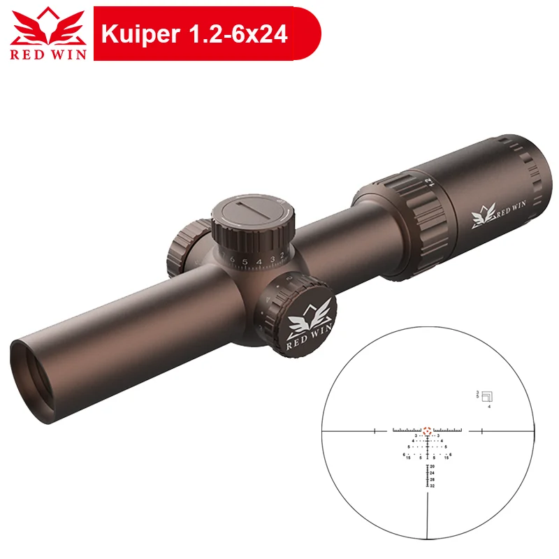 

Red Win Zero Lock Turret 1/2MOA Adjust Rangfinding Reticle Wind Hold Quick Acquisition Kuiper HD 1.2-6x24IR AR15 Compact Scope