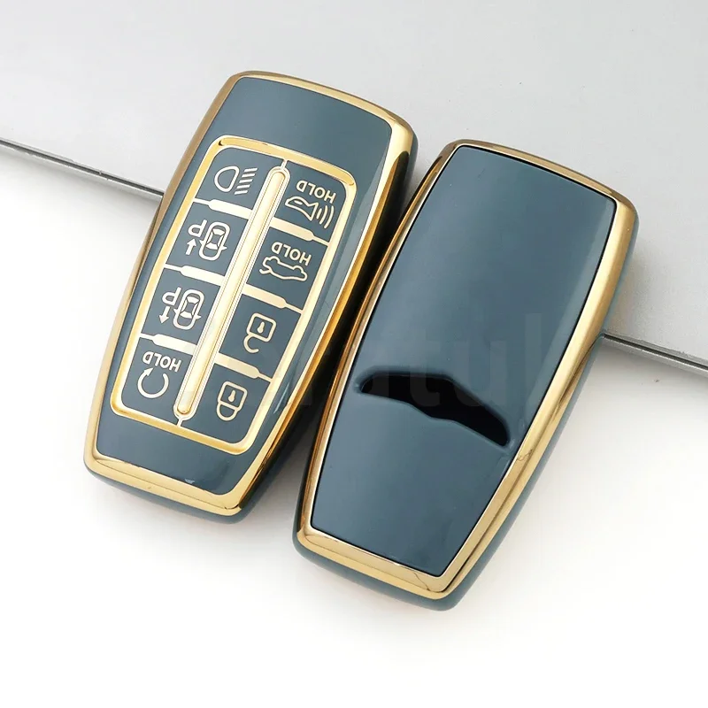 8 أزرار بولي TPU السيارات سيارة مفتاح ذكي غطاء قذيفة فوب حامل لشركة هيونداي جينيسيس GV60 GV70 GV80 GV90 G70 G80 G80 G90 بدون مفتاح