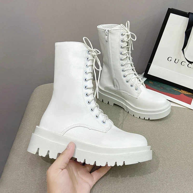 Women's Boots Shoes Women's Boots Winter 2023 New with Plush Women's Boots 5cm Heel Lace Up Zipper Botas Mujer Boots Women