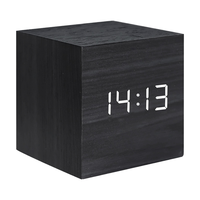 GYTB-Mini Digital Clock Square Wooden LED Digital Alarm Clock Retro Luminous LED Bedside Table Desktop Wood Clock