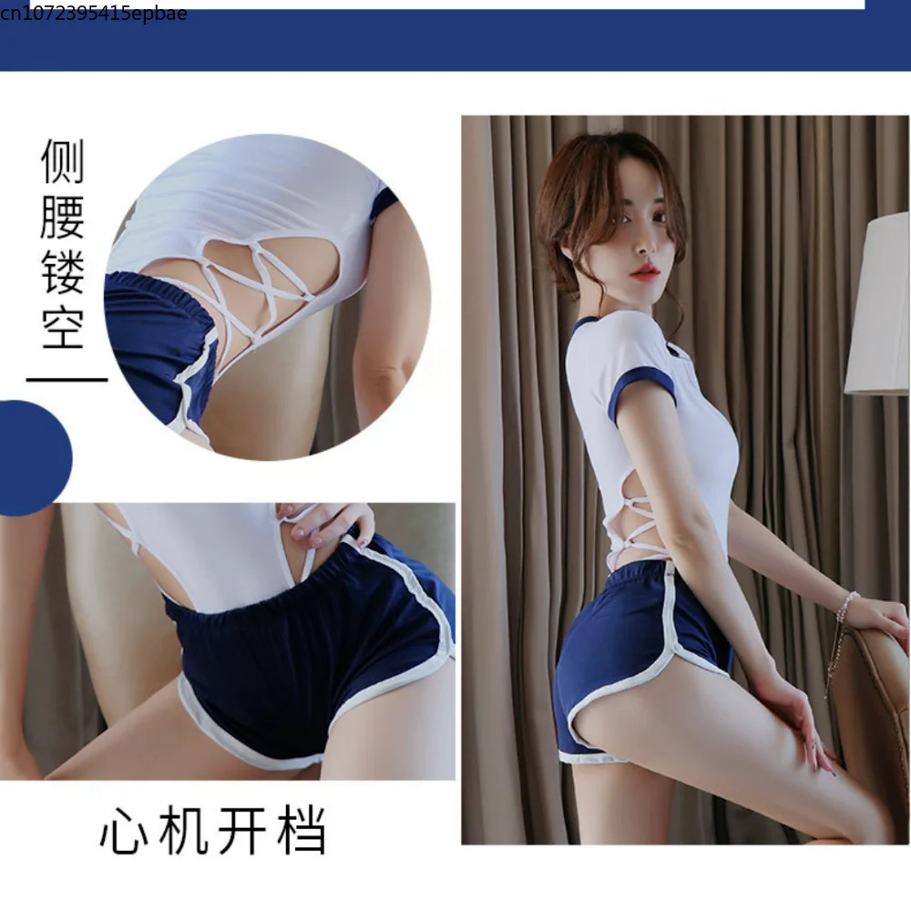 

Erotic Underwear Female One-piece Open Crotch Erotic Uniform Sexy Underwear Passion Temptation Suit Student Nurse Temptation 1$