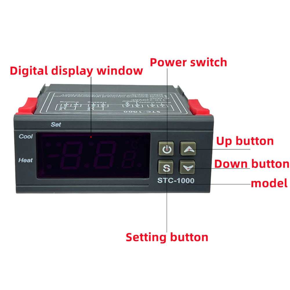 디지털 온도 조절기 온도 조절기, 릴레이 LED 인큐베이터, 가열 냉각 STC-1000, STC 1000, 10A, 12V, 24V, 220V