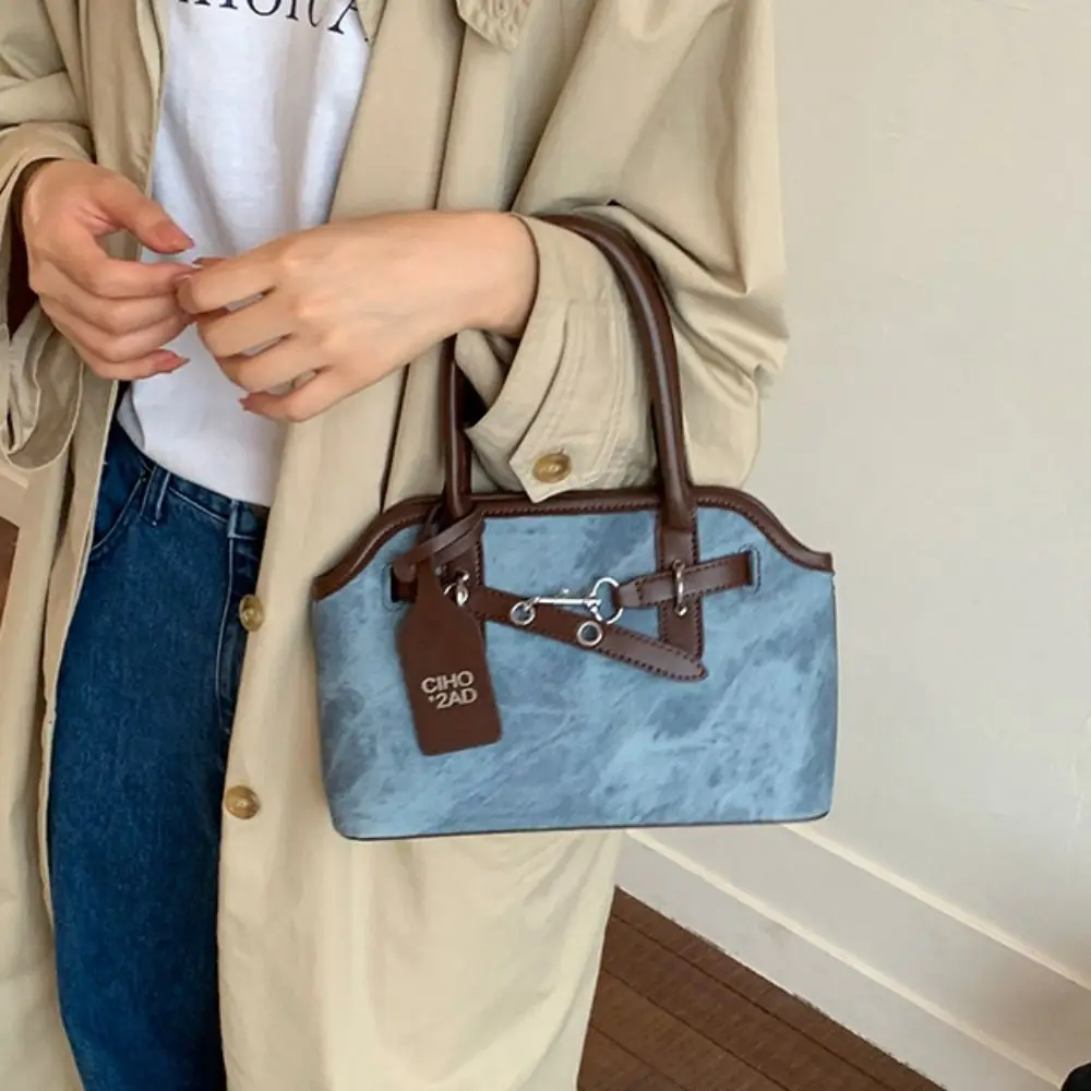

Pure Color Belt Shell Handbag Korean Style Luxury Retro Underarm Bag Shoulder Bag Large Capacity Commute Tote Bag Shopping
