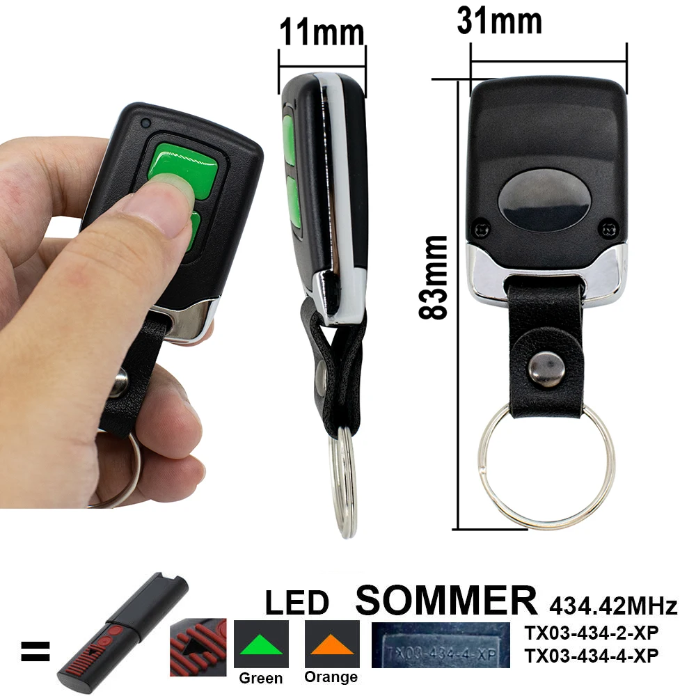 Nuevo Mando a distancia de garaje SOMMER de 434,42 Mhz para SOMMER TX03 434 4 XP , TX03-434-2-XP 4 2 Pilot Abridor de puerta de puerta SOMMER 434mhz