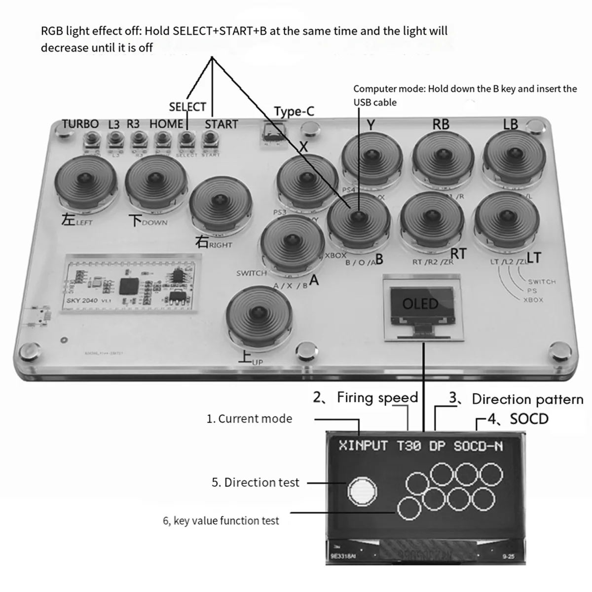 

Игровая клавиатура RP2040 Fighting Hitbox + 12 кейкапов для PS4, джойстик Raspberry Pi Street Fighter 6 Tekken, Панк C