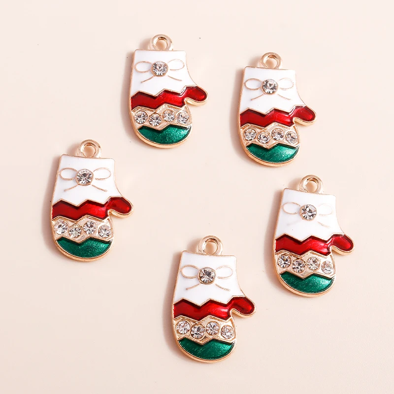 20 Stück 13 x 20 mm niedliche Emaille-Weihnachtshandschuhe, Charms für Schmuckherstellung, Ohrringe, Anhänger, Halsketten, Armbänder, Bastelbedarf – Detail 5