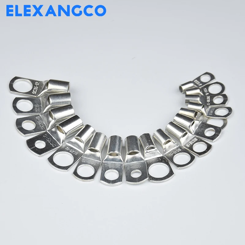 10 قطعة S25-6/8/10/12 العروات الكابلات النحاسية الثقيلة الأسلاك ينتهي البطارية حلقة محطات تجعيد طرفية موصلات مع 2:1 الحرارة يتقلص الأنابيب #6