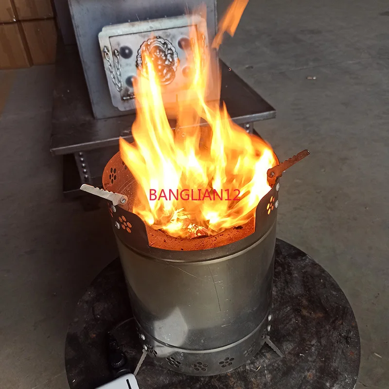 Circular stainless steel blower, firewood stove, portable outdoor courtyard