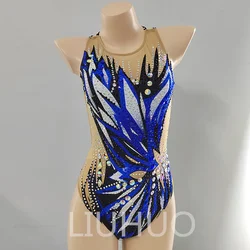 LIUHUO Handmade Synchronized Swimming Suits Professional Customized Swimming Team Performance Suit Blue BD1897