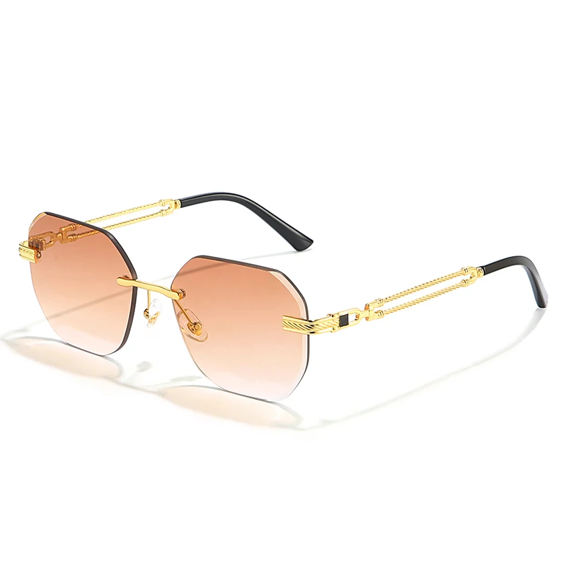 CATERSIDE Pilot Randlose Sonnenbrille Männer Polygonal Metall Rahmen Frauen Sonnenbrille Strand Einkaufen Geschenk Party Brillen Sommer Stil – Detail 13
