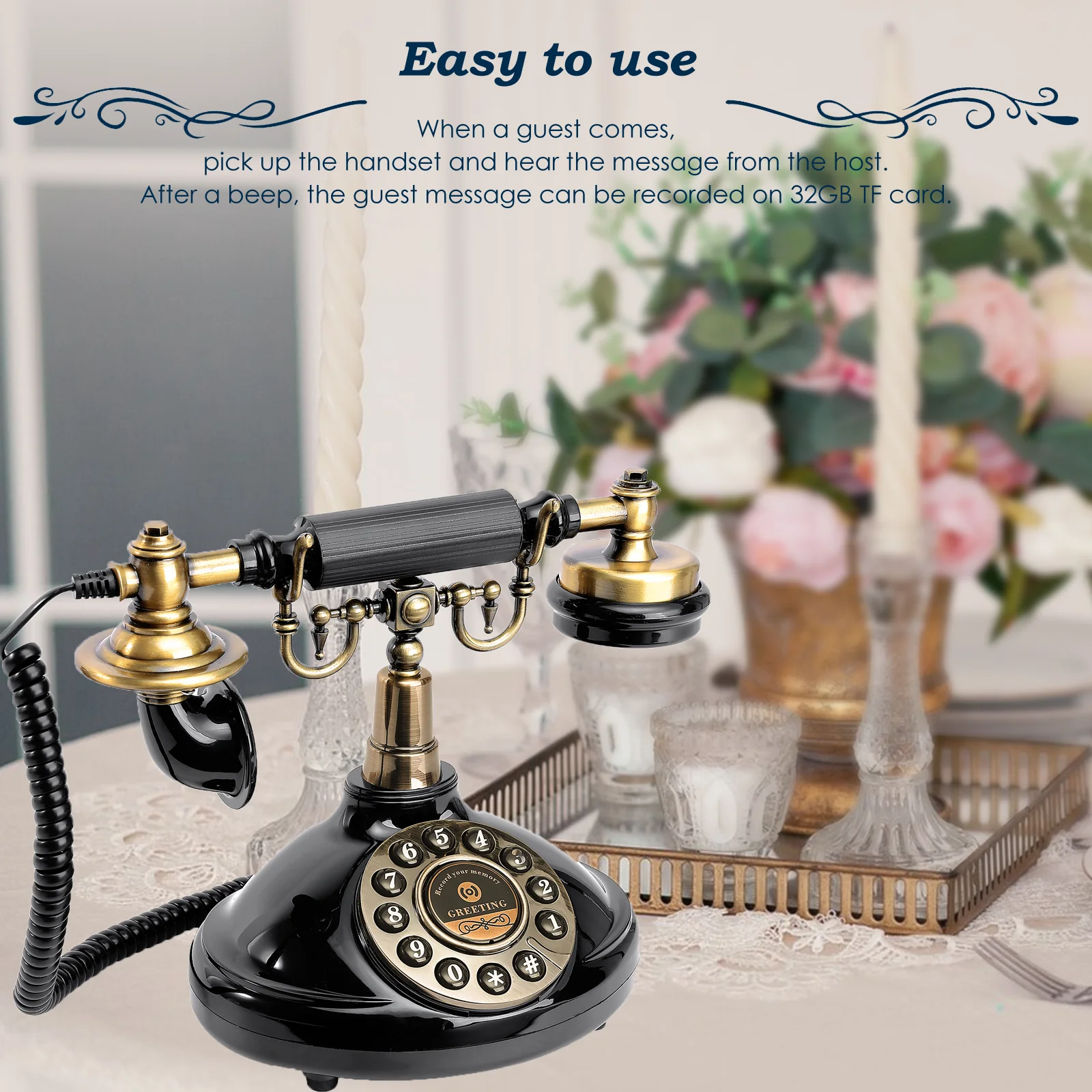 

Аудио-гостевая книга в винтажном стиле: телефон для записи аудио-сообщений и голосовых сообщений на свадьбу, выпускной, вечеринку по случаю выхода на пенсию, дни рождения, детский праздник